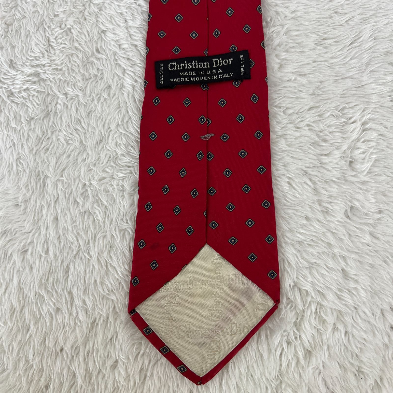 未使用 クリスチャンディオール ネクタイ シルク シャンタン 無地 ソリッド 赤 訳アリ》Christian Dior (クリスチャンディオール) シルクネクタイ 総