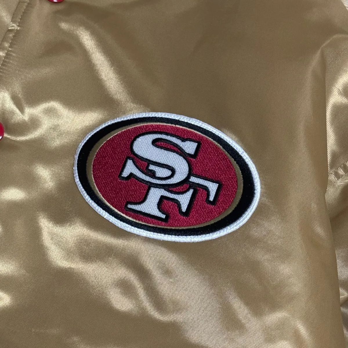 激レア】STARTER製 49ers サテン スタジャン GOLD 刺繍ロゴ 46 NFL 