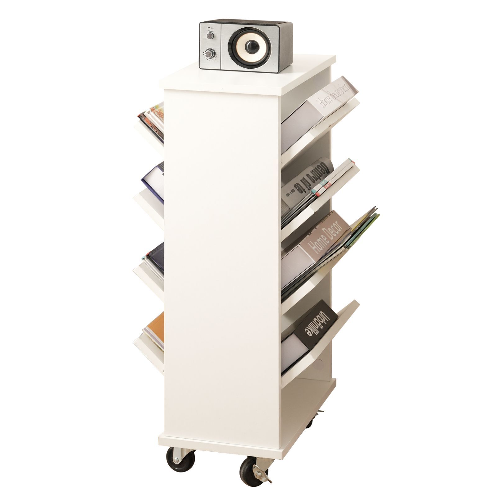 本棚 4段 スリム 絵本棚 大容量 アクリル デスク収納 木製 絵本ラック