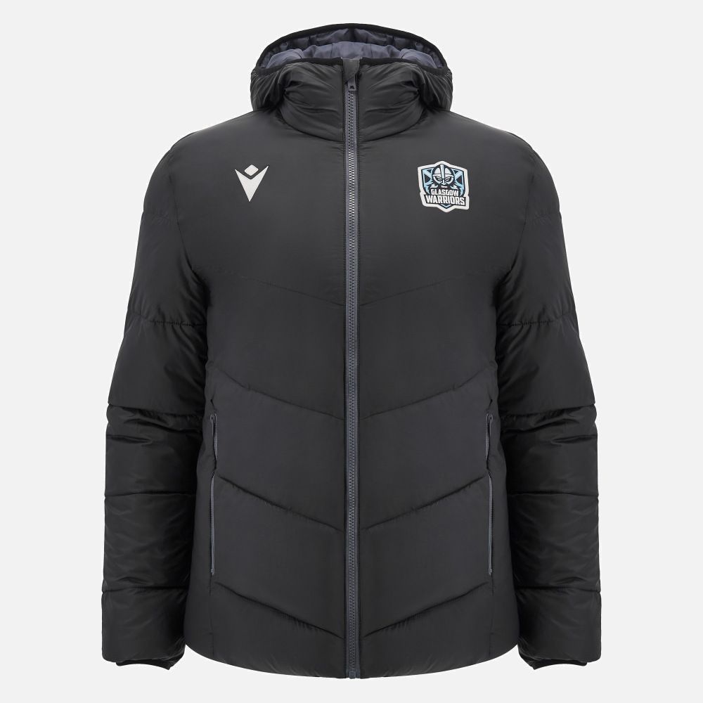 マクロン ラグビー グラスゴー ウォリアーズ 2025 2026 フーデッド ボンバー ジャケット 黒 ブラック 公式モデル 日本未発売