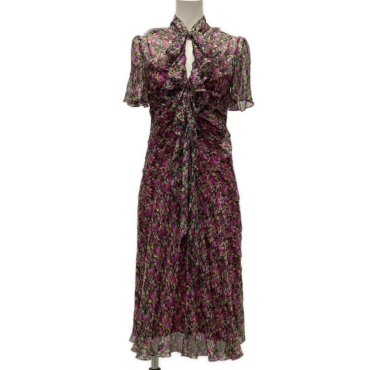 GUCCI グッチ ワンピース サイズ38 S レディース - 779181 ZAPJK ピンク×ダークグリーン×ライトグリーン シルク