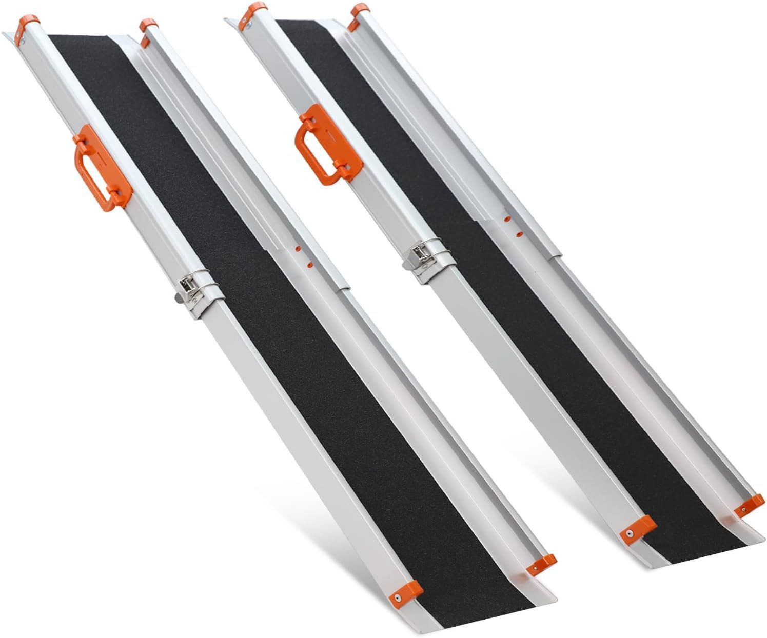 Ruedamann スロープ 車椅子 長さ 77.5-122.5cm 無段階長さ調整 アルミスロープ 耐荷重300kg 伸縮式 段差解消 滑り止め 室内外用 2本セット