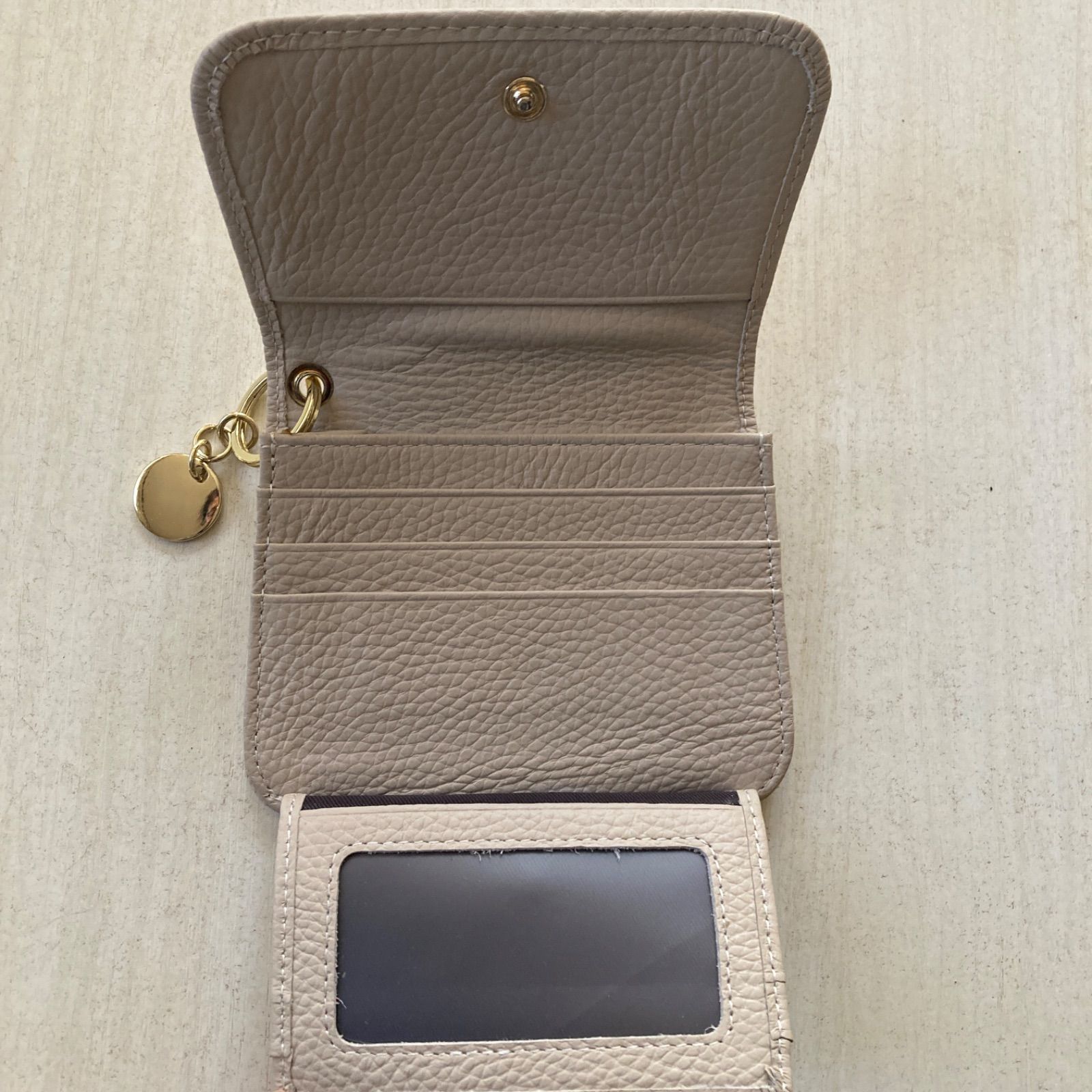  オフホワイト グレージュ レザー 二つ折り財布 二つ折り財布 折り財布