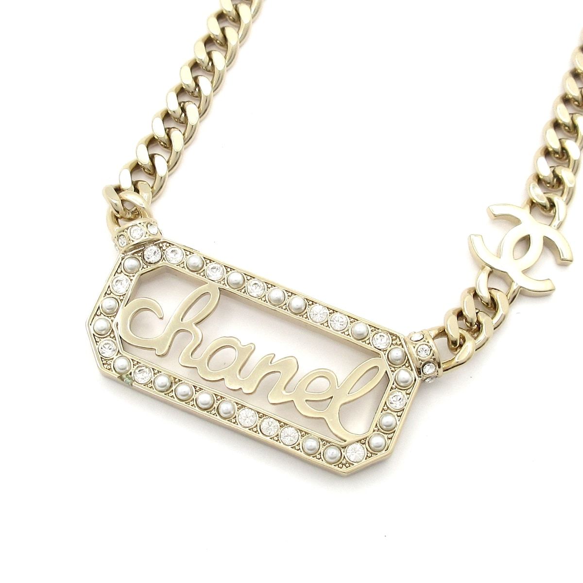 CHANEL シャネル ネックレス ココマーク ゴールド×クリア×アイボリー