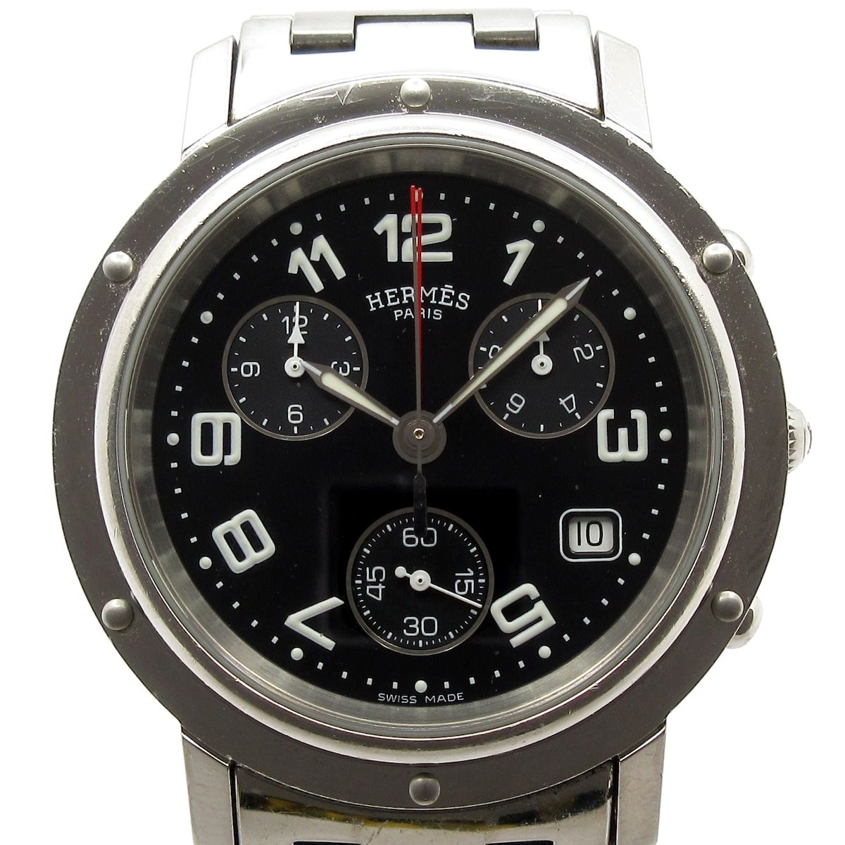 HERMES エルメス 腕時計 クリッパークロノ CL 1.910 メンズ 黒
