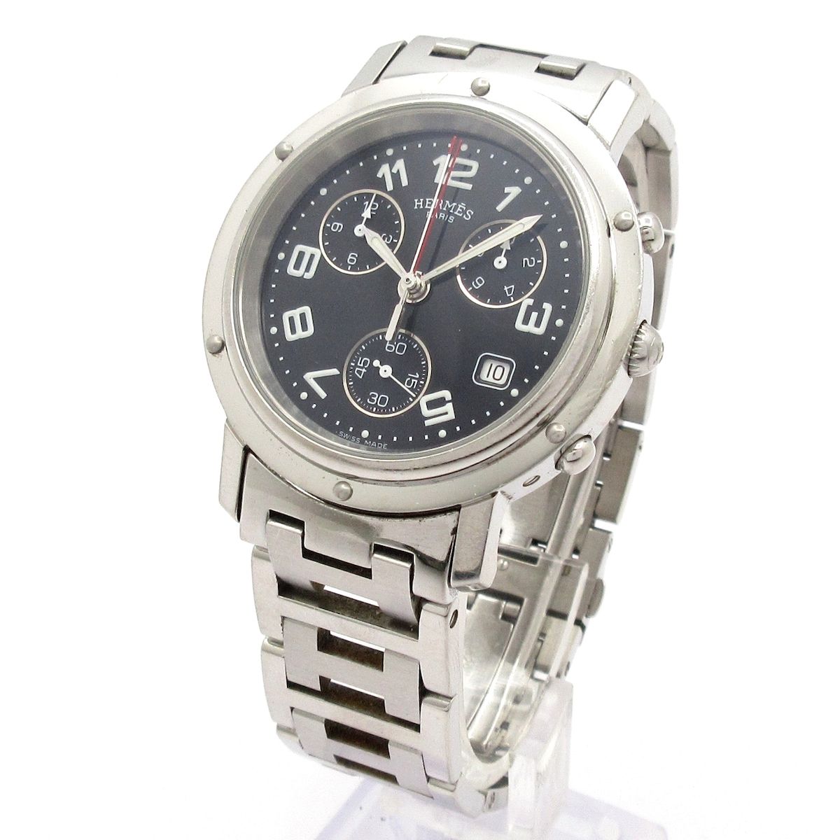 HERMES エルメス 腕時計 クリッパークロノ CL 1 910 メンズ 黒