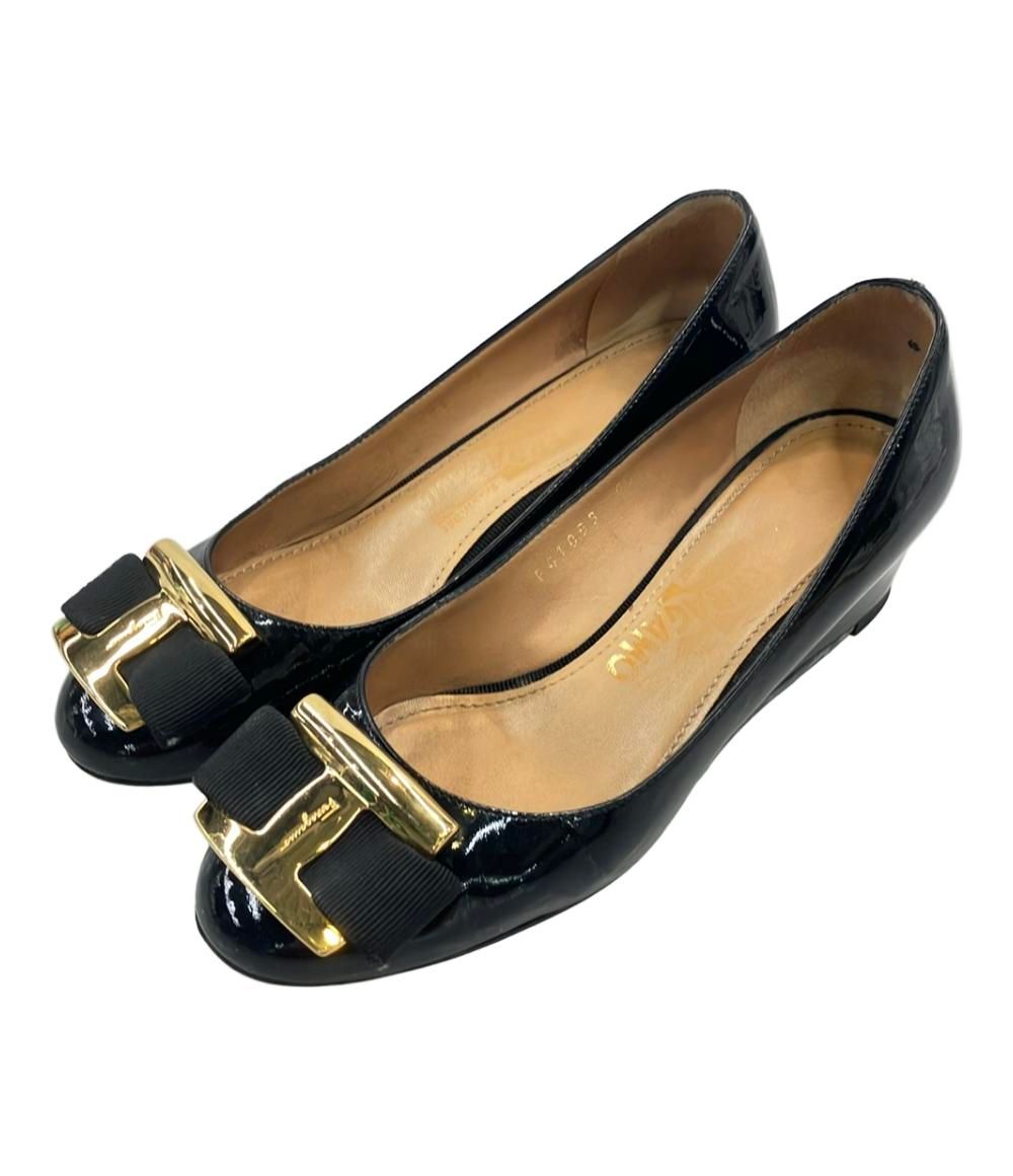 訳あり ヴァラ サルヴァトーレフェラガモ ウェッジソールパンプス