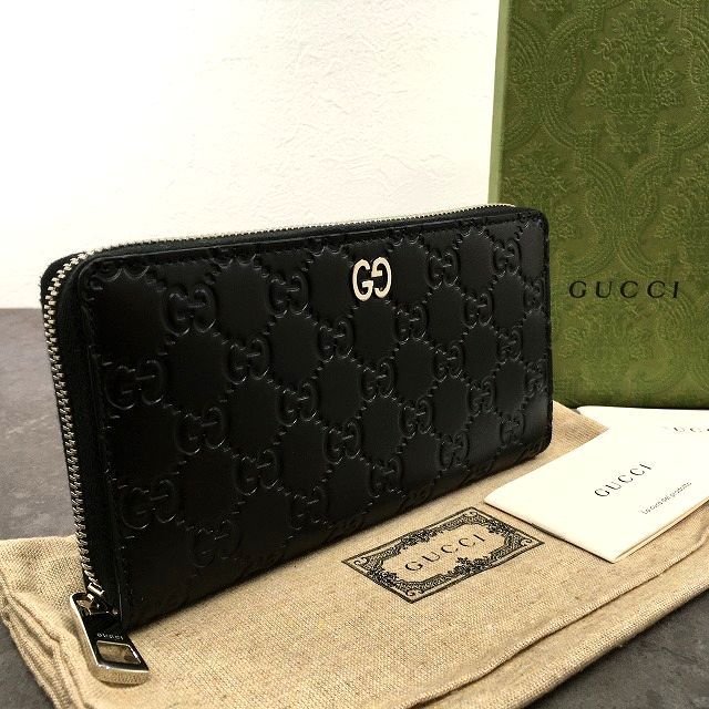250 み GUCCI ジップウォレット 473928 ブラック レザー ドリアン き