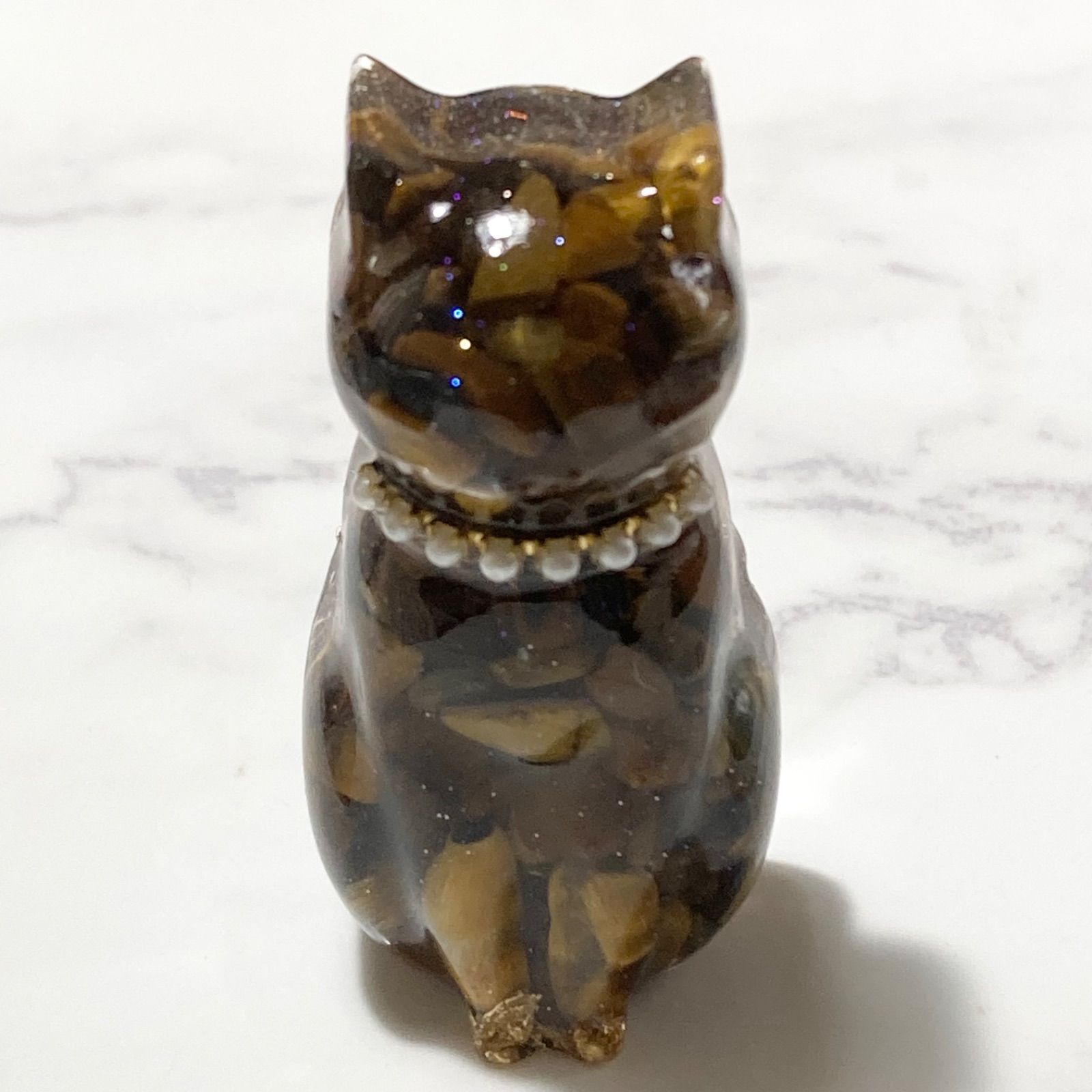 レジンオルゴナイト🍀お座りねこちゃん🍀オルゴナイト - メルカリ