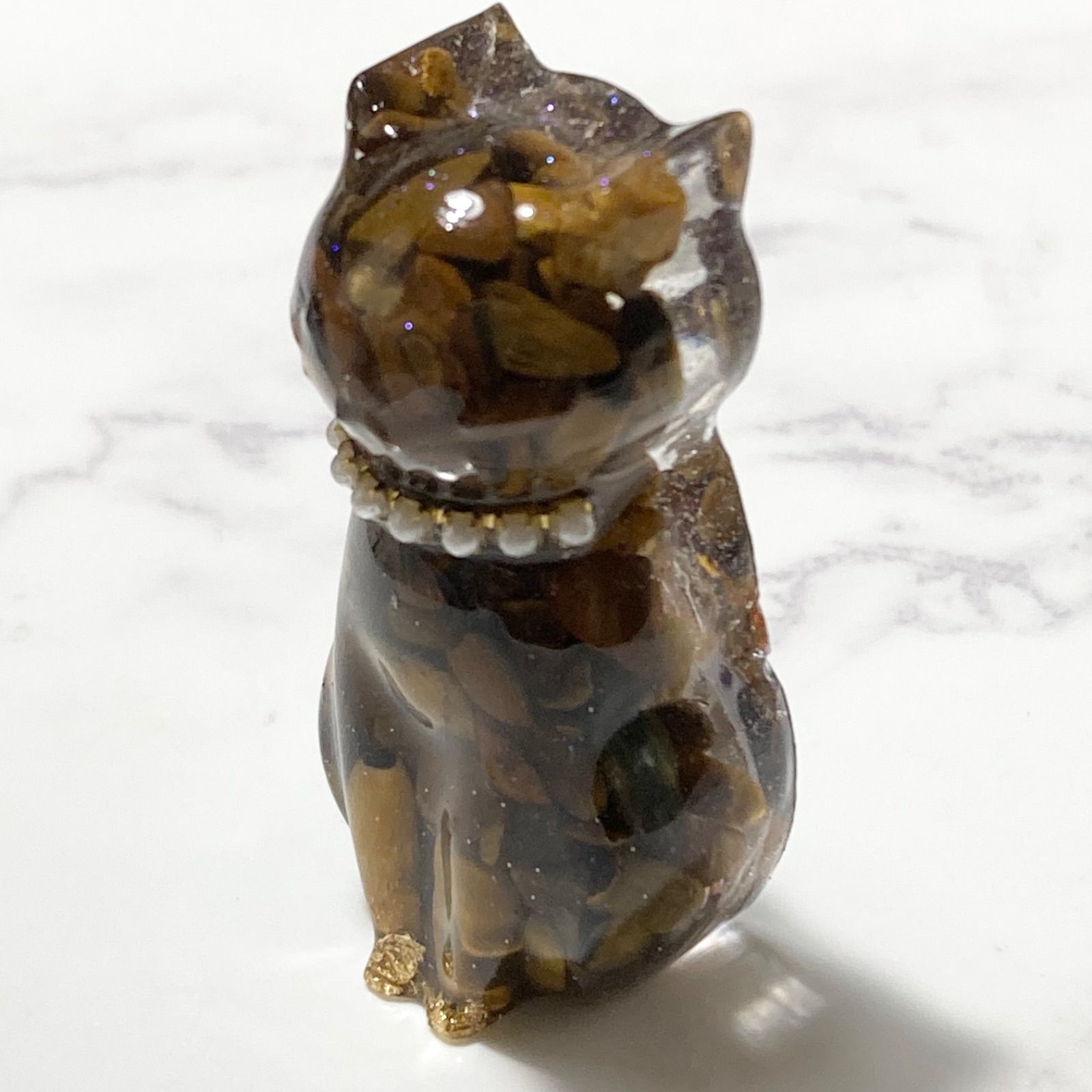 レジンオルゴナイト🍀お座りねこちゃん🍀オルゴナイト - メルカリ