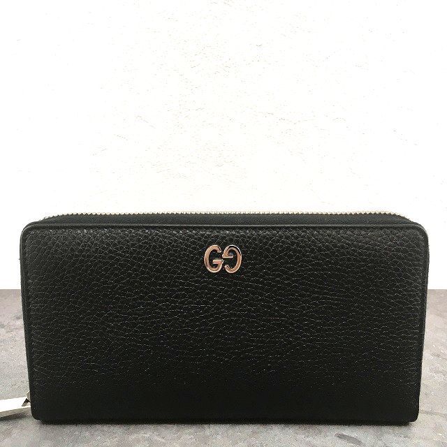 32 み GUCCI ジップウォレット 473928 ブラック レザー ドリアン き