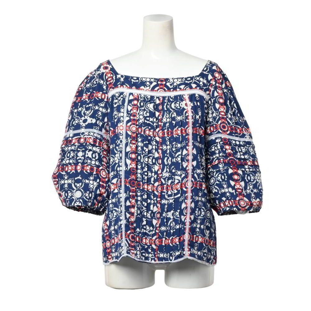 CHANEL 07A P31982V22160 ココマークプリント シルク ブラウス トップス