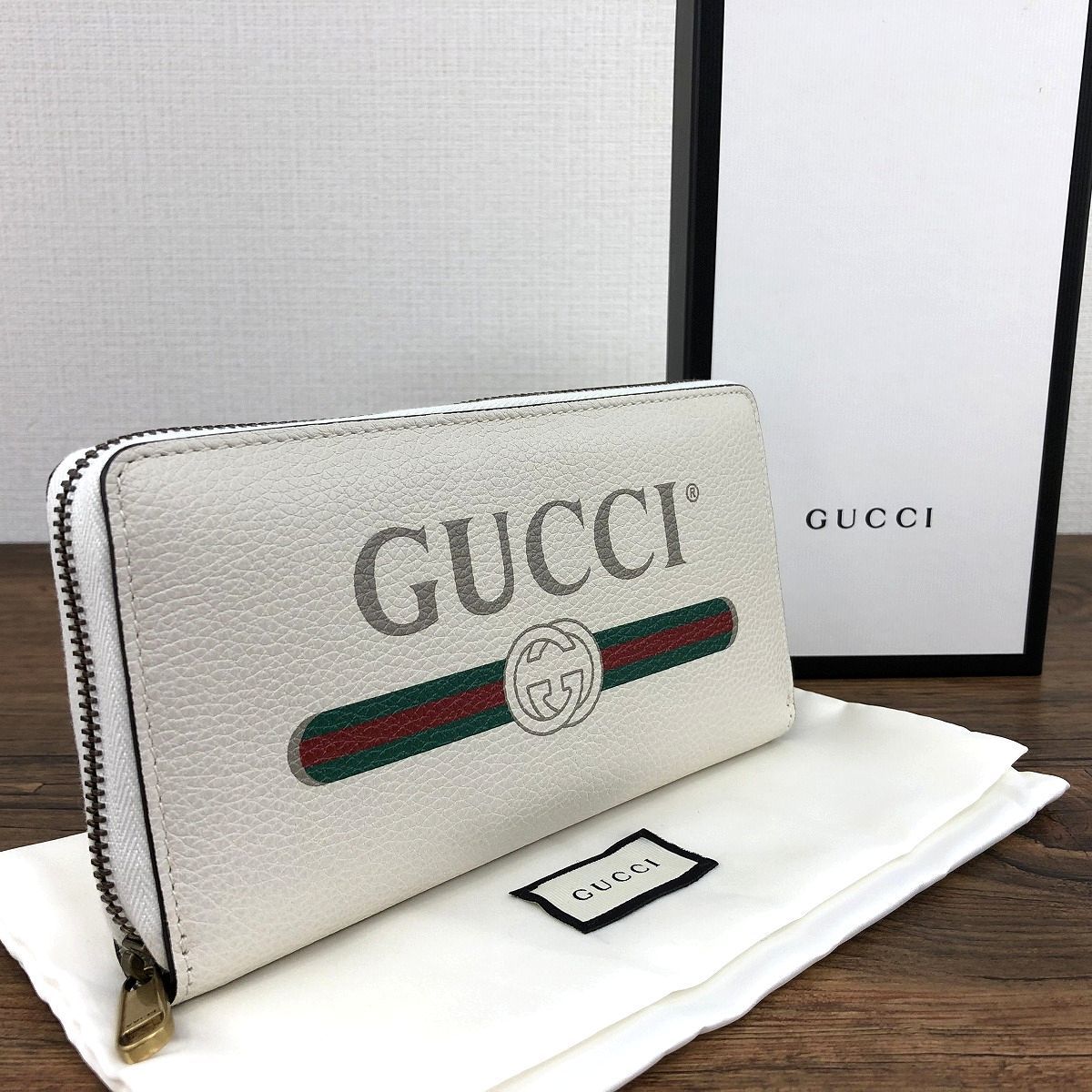 91 み GUCCI ジップウォレット 496317 ホワイト き プレゼントにも