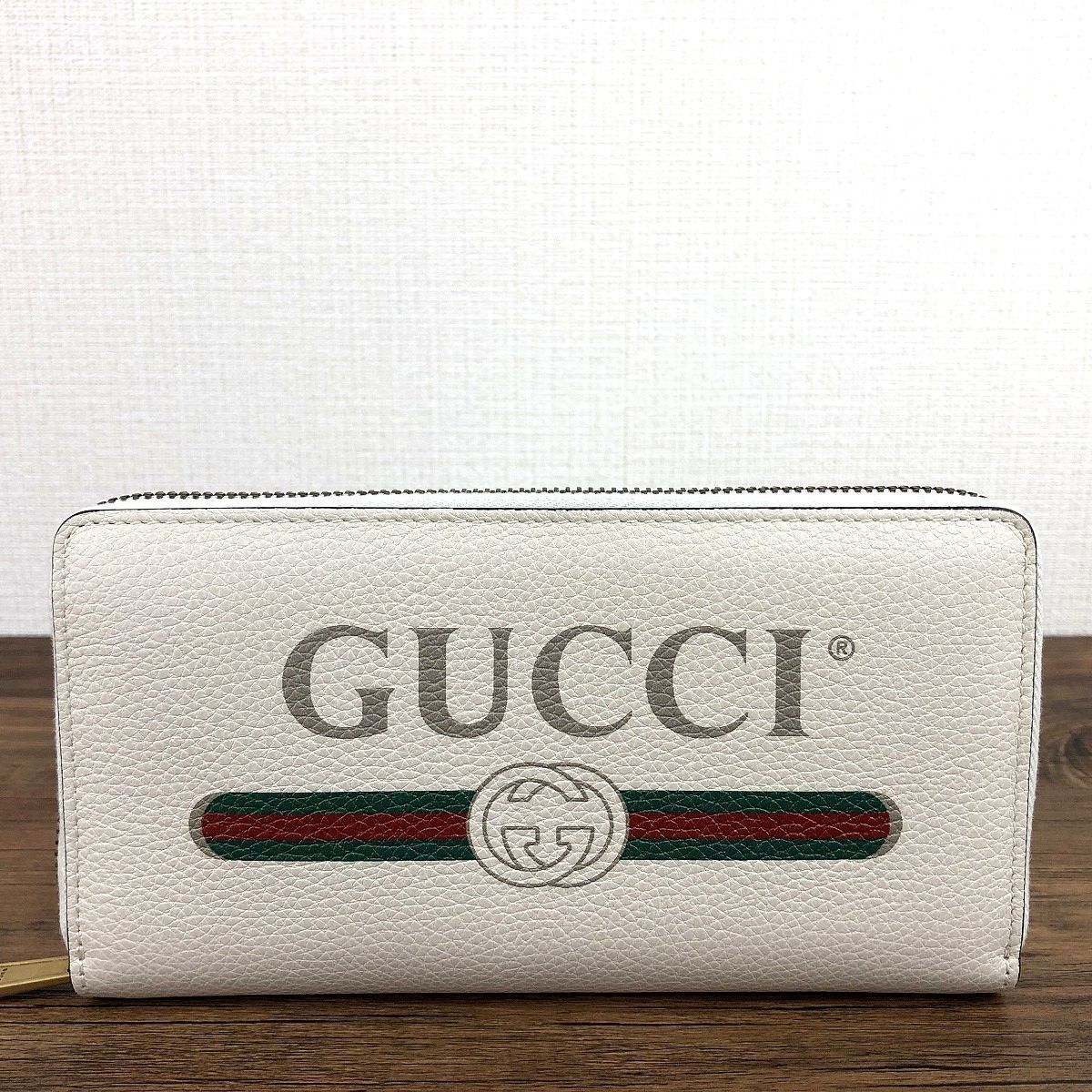 91 み GUCCI ジップウォレット 496317 ホワイト き プレゼントにも