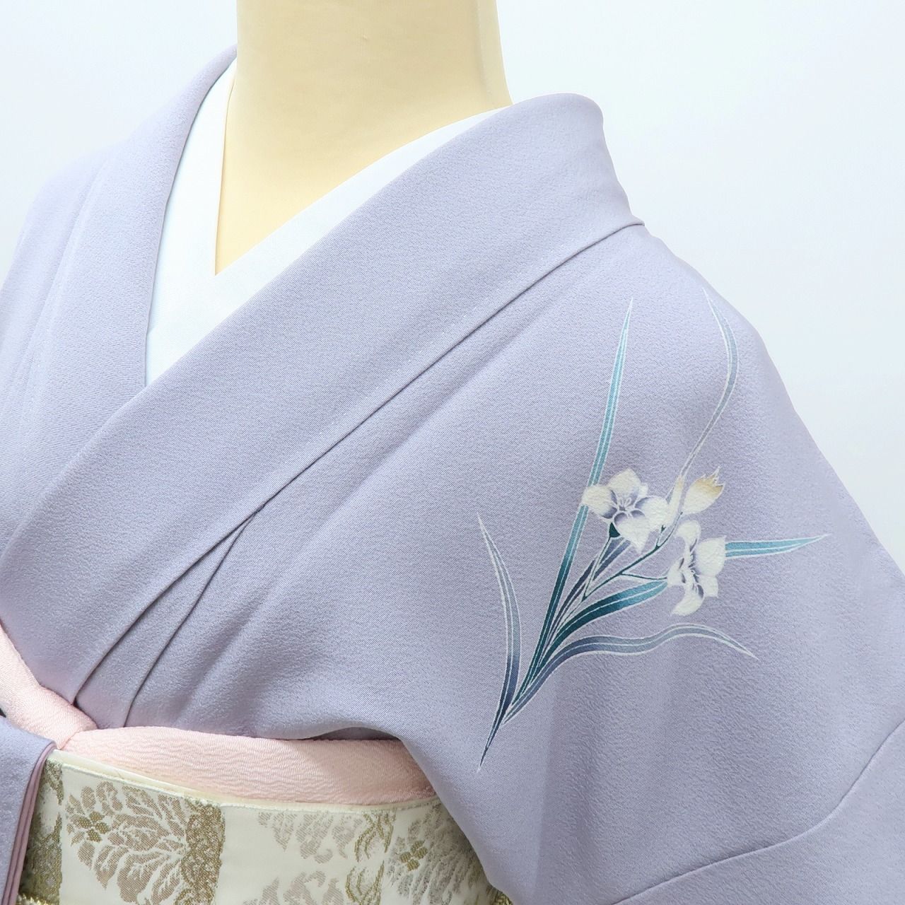 百華❀Y3988◇美品未着用 正絹 仕付け糸付 手縫い仕立て 水仙 蝶 訪問