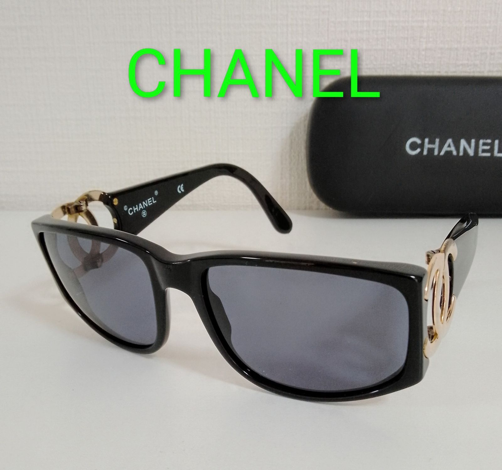 ANJ10 シャネル ココマーク サングラス ケース付き 02461 94305 ゴールド金具 ブラックレンズ