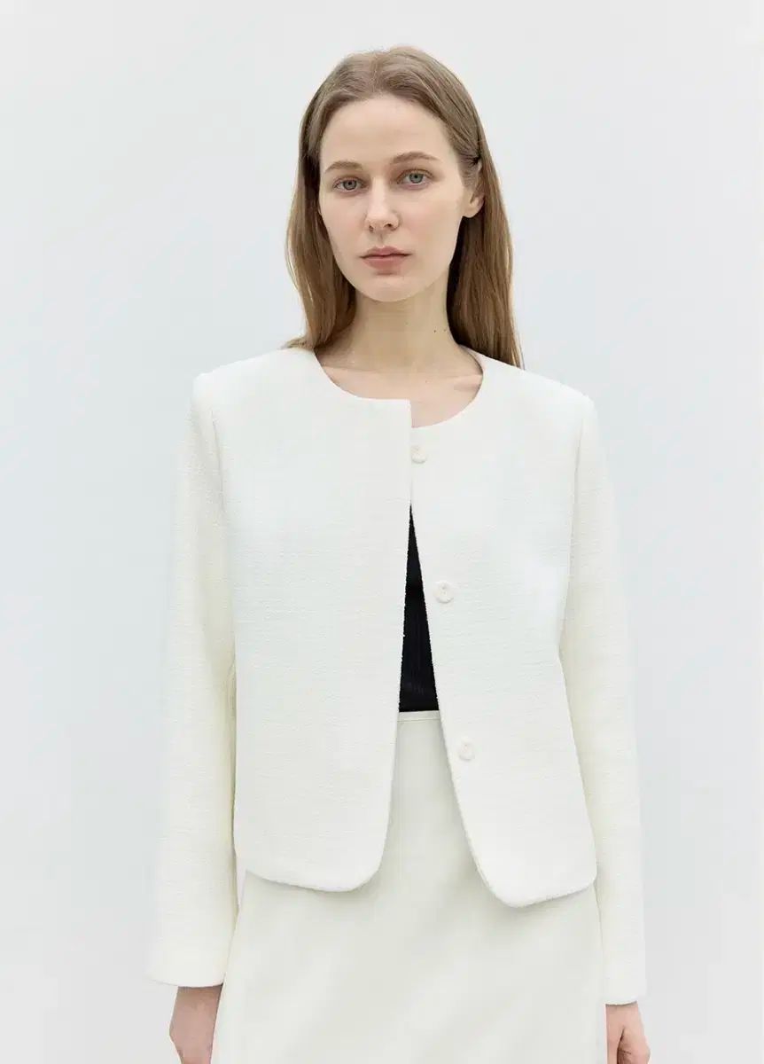 トー トー トルテ hedn ボタン ラウン ツイード ジケット クリーム