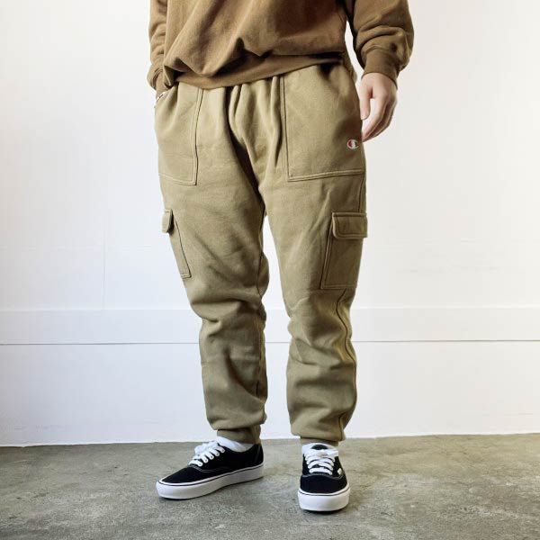 US企画 Champion チャンピオン リバースウィーブ カーゴ スウェット パンツ XL ベージュ系 ベイカーポケット アメリカ企画 D149-25-0040ZV