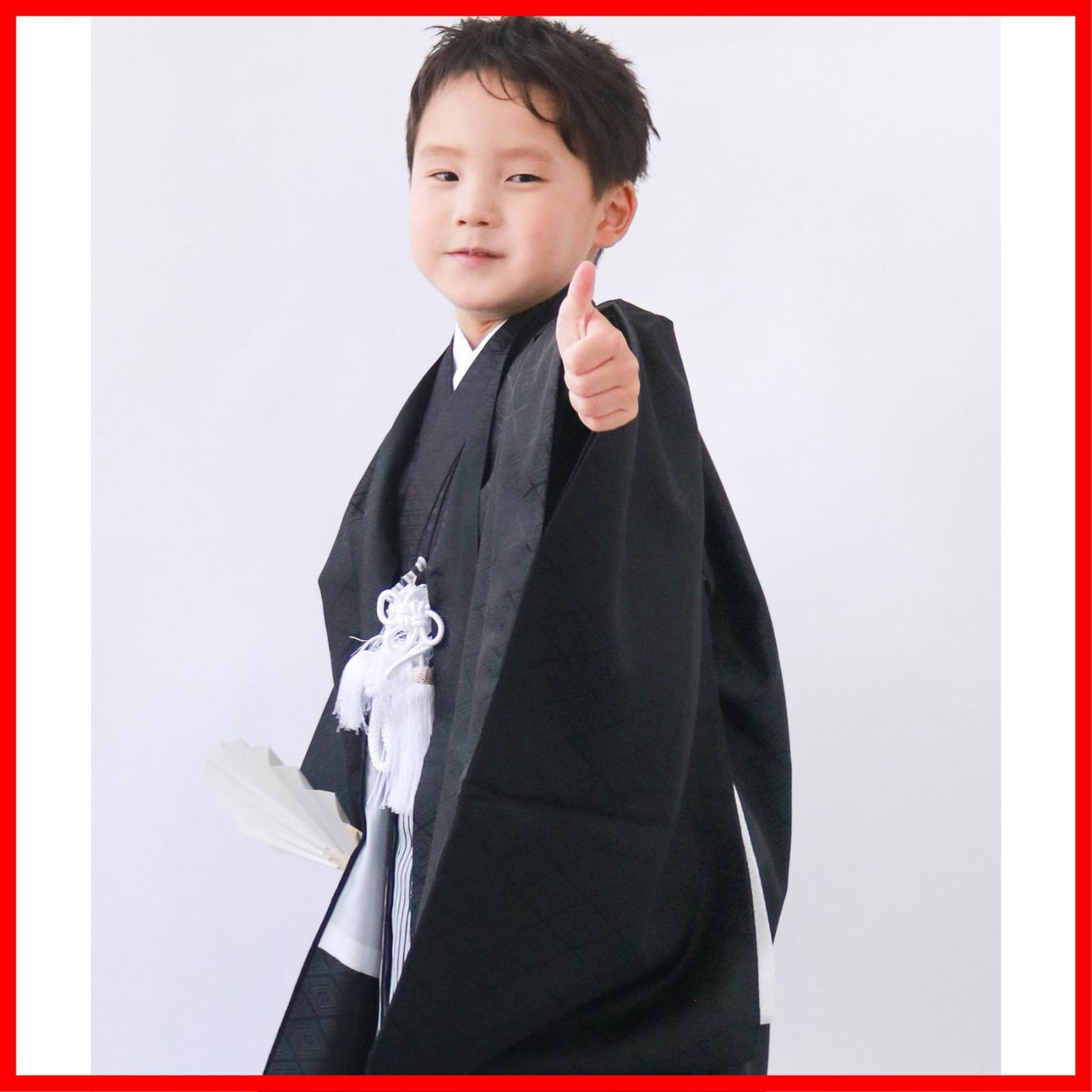 黒地紋 753 フルセット くすみ 袴 羽織 セット 着物 男の子 5歳 七五三 キョウエツ KYOETSU