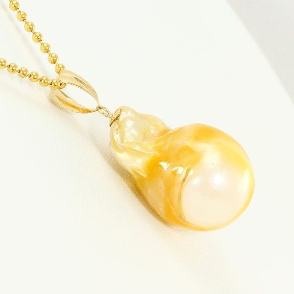 K 18 YG ネックレス necklace パール 真珠 総重量約9.9 g 約40 cm