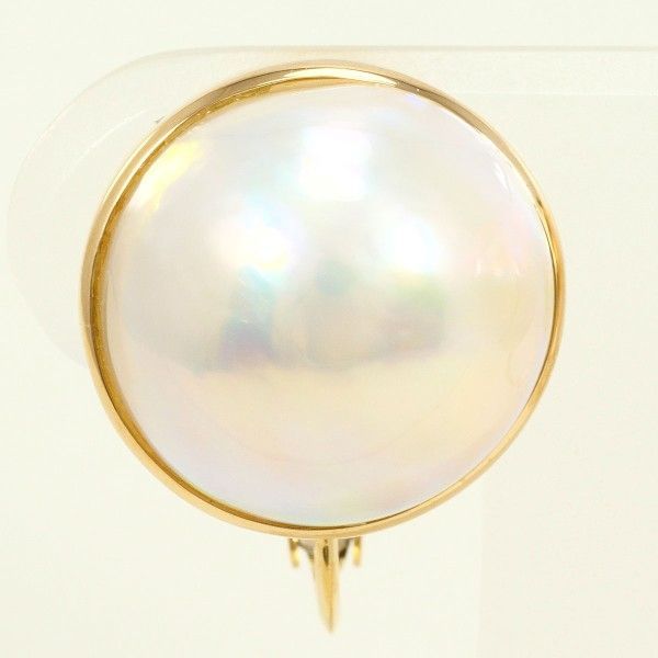 K 18 YG イヤリング clip-on earrings 半形真珠 カード鑑別書 総重量約9.2 g