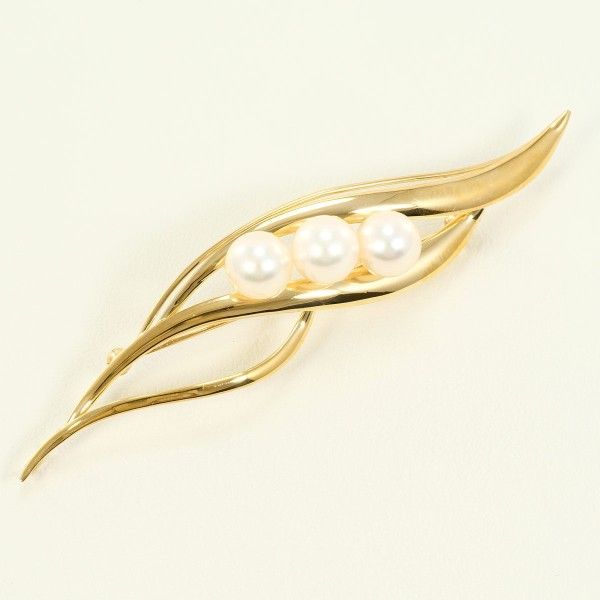 K18YG ブローチ brooch パール 真珠 総重量約6.4g