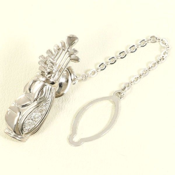 K18WG 合金 ピンブローチ brooch ダイヤ 0.13 総重量約5.2g