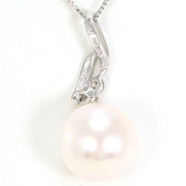 K 18 WG ネックレス necklace パール 真珠 ダイヤ 0.04 総重量約2.0 g 約40 cm その他 アクセサリー