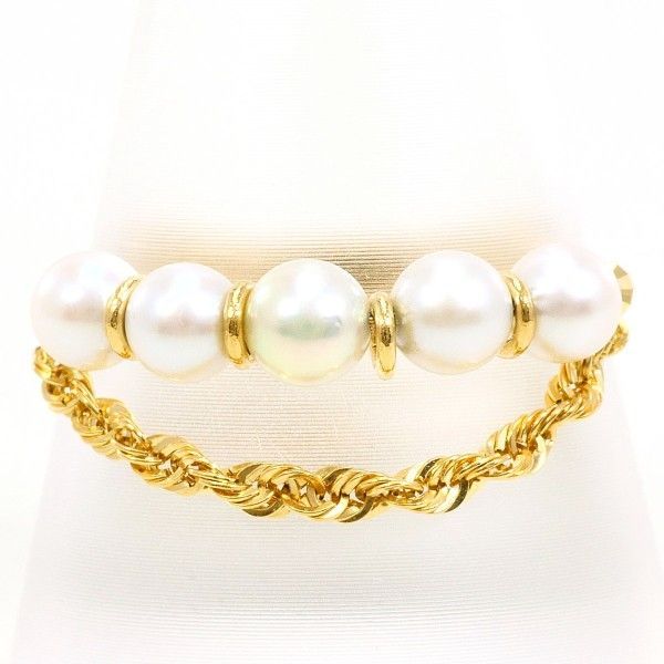 K18YG リング ring 指輪 3～22号 パール 真珠 約4mm 総重量約0.9g