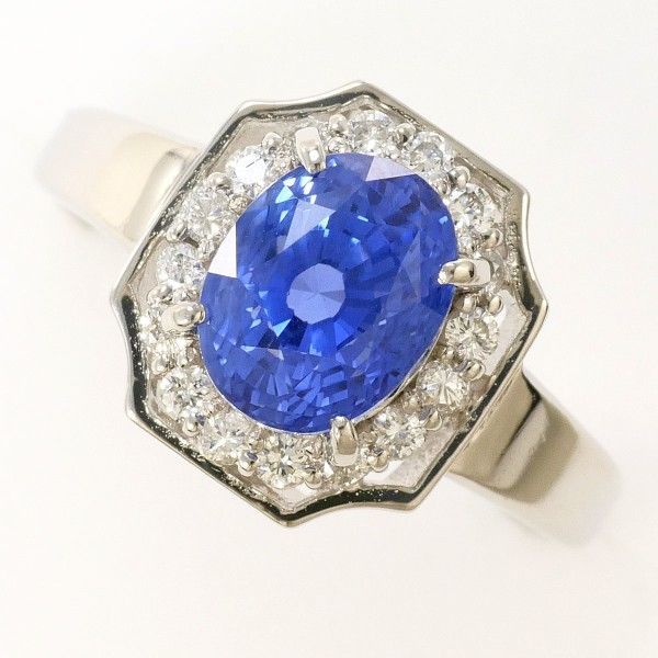 PT900 リング ring 指輪 11.5号 バイオレットサファイア 2.44 ダイヤ 0.20 カード鑑別書 総重量約5.7g