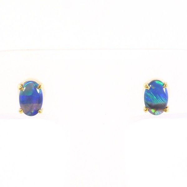 K18YG ピアス pierced earrings ブラックオパール 総重量約0.8g