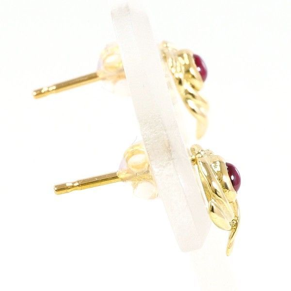 K 18 YG 14 ピアス pierced earrings 合成ルビー 総重量約1.1 g