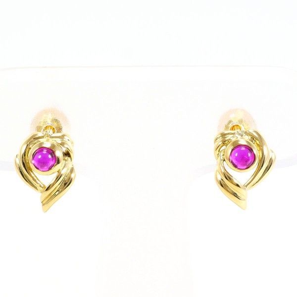 K18YG K14YG ピアス pierced earrings 合成ルビー 総重量約1.1g