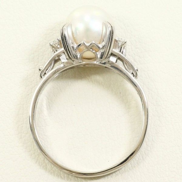 PT 900 リング ring 指輪 10.5号 パール 真珠 約8 mm ダイヤ 0.075 総重量約4.4 g