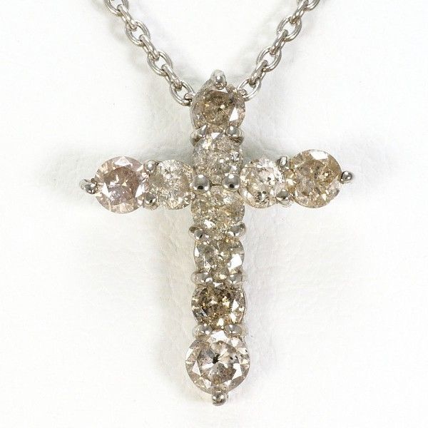 K 18 WG ネックレス necklace ブラウンダイヤ 0 5 総重量約2 3 g 約42 cm