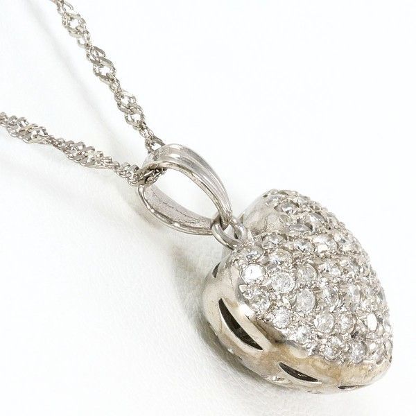 K 14 WG ネックレス necklace ダイヤ 0.50 総重量約3.4 g 約40 cm