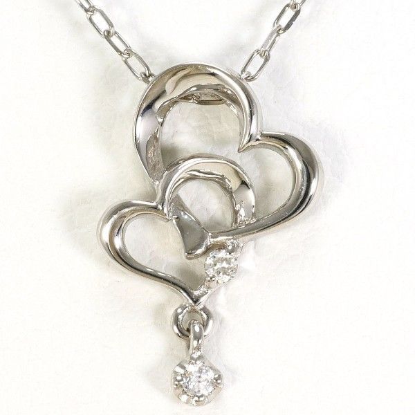 K 10 WG ネックレス necklace ダイヤ 0 02 総重量約1 4 g 約40 cm