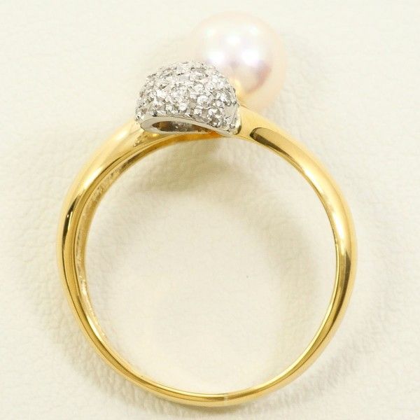 PT 900 K 18 YG リング ring 指輪 11号 パール 真珠 約7 mm ダイヤ 総重量約4.2 g