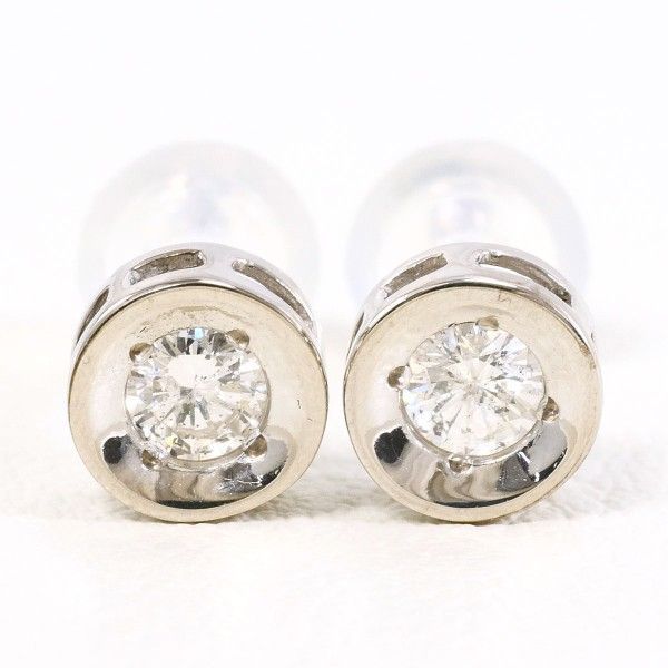 K 14 WG ピアス pierced earrings ダイヤ 0.10 ×2 総重量約0.8 g