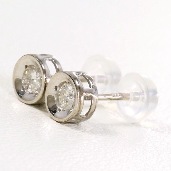 K 14 WG ピアス pierced earrings ダイヤ 0 10 2 総重量約0 8 g