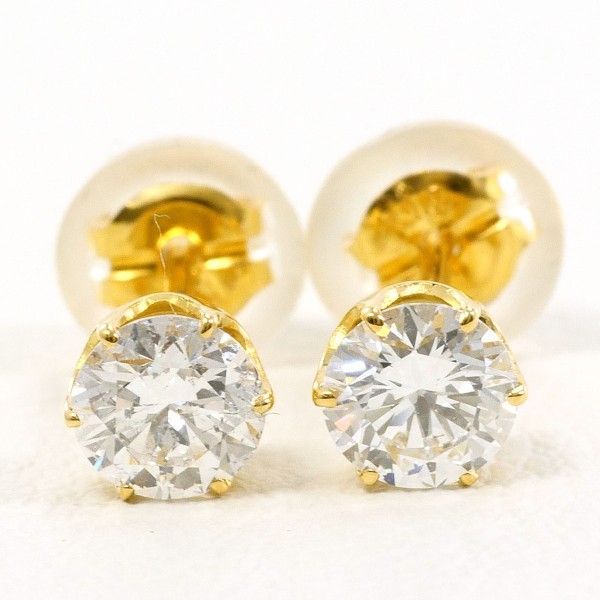 K 18 YG ピアス pierced earrings ダイヤ SI 1 2 0.30 ×2 鑑定書 総重量約0.5 g
