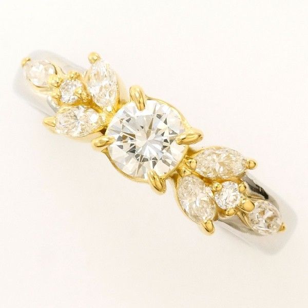 PT900 K18YG リング ring 指輪 9号 ダイヤ 0.312 VVS1 0.37 鑑別書 総重量約4.5g