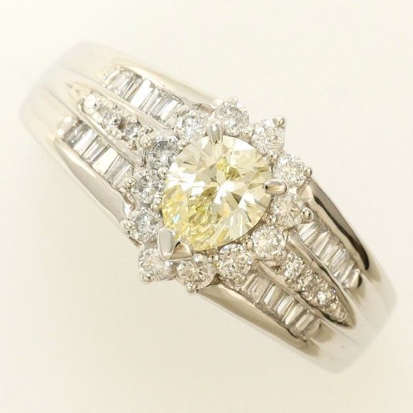 PT900 リング ring 指輪 11号 イエローダイヤ 0.53 ダイヤ 0.45 SI1 鑑定書 総重量約9.2g