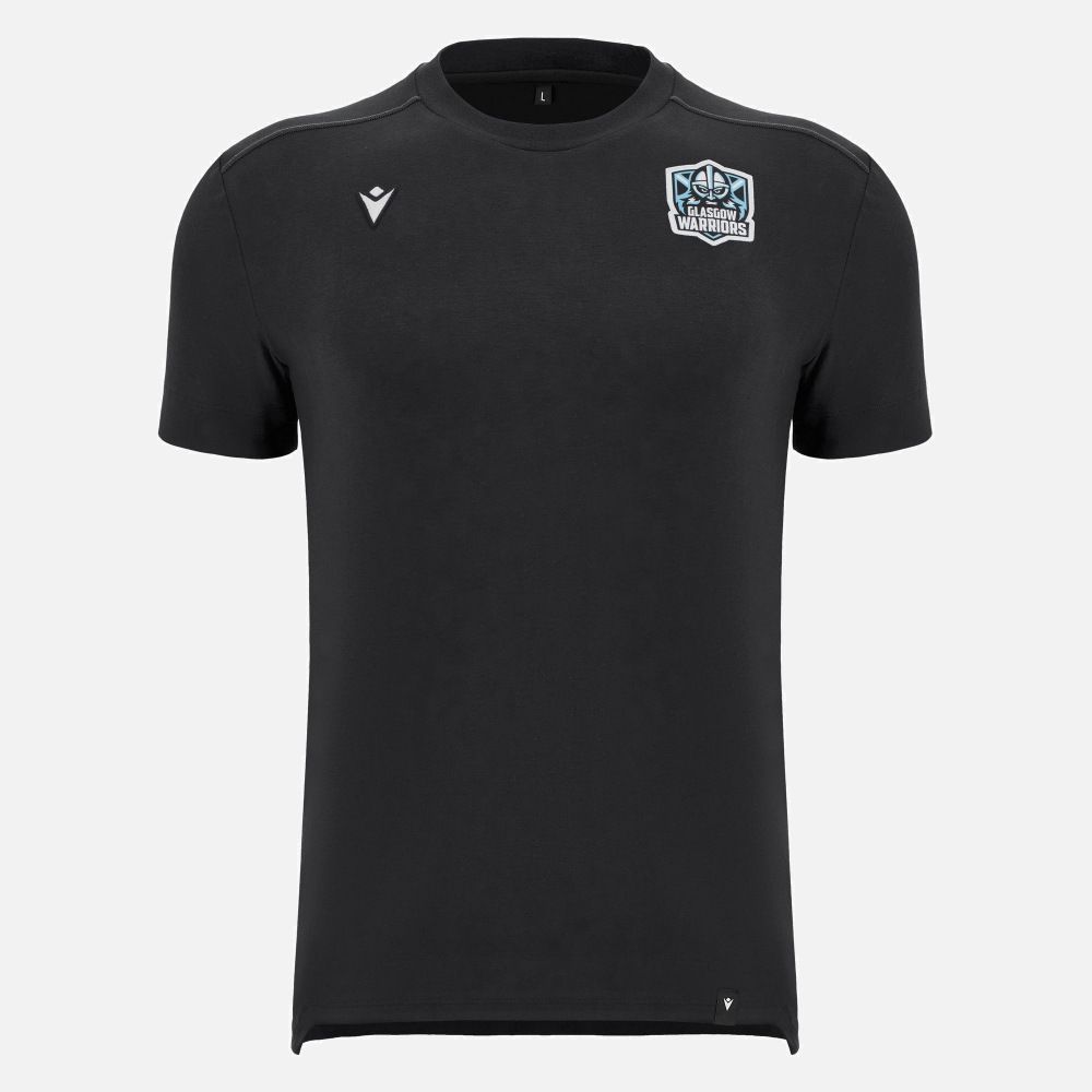 マクロン ラグビー グラスゴー ウォリアーズ 2025 2026 コットン Tシャツ 黒 ブラック 公式モデル 日本未発売