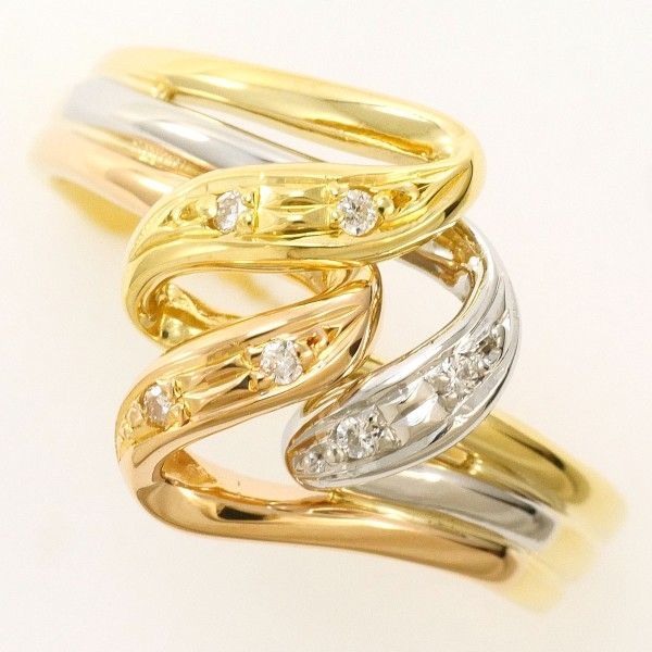 PT900 K18YGPG リング ring 指輪 12号 ダイヤ 0.04 総重量約4.1g