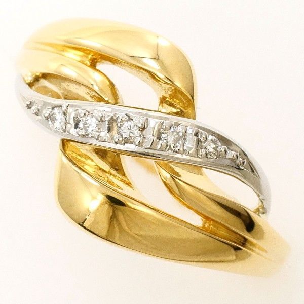 PT900 K18YG リング ring 指輪 8号 ダイヤ 0.04 総重量約3.1g