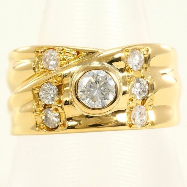 K 18 YG リング ring 指輪 12.5号 ダイヤ 0.342 0.30 鑑別書 総重量約7.6 g