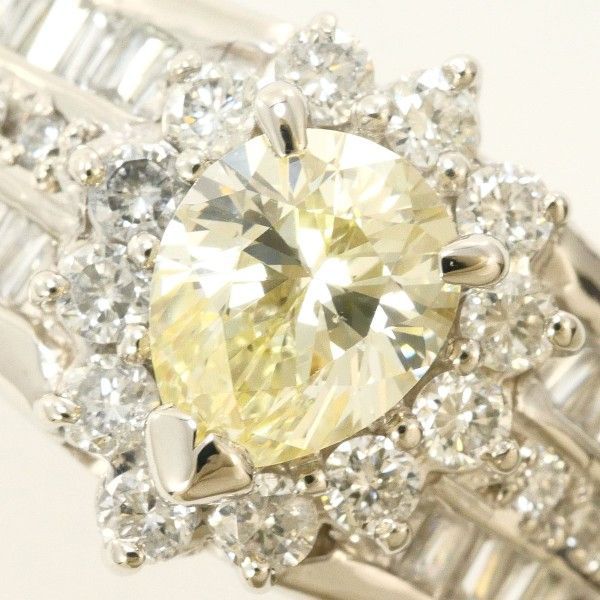 PT 900 リング ring 指輪 11号 イエローダイヤ 0.53 ダイヤ 0.45 SI 1 鑑定書 総重量約9.2 g