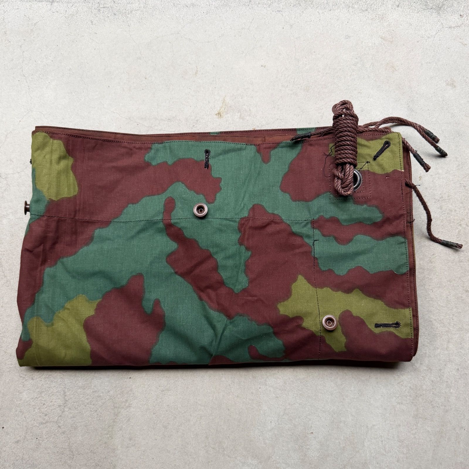 ①1950年 デッドストック イタリア軍幕 タープ テント サンマルコ迷彩