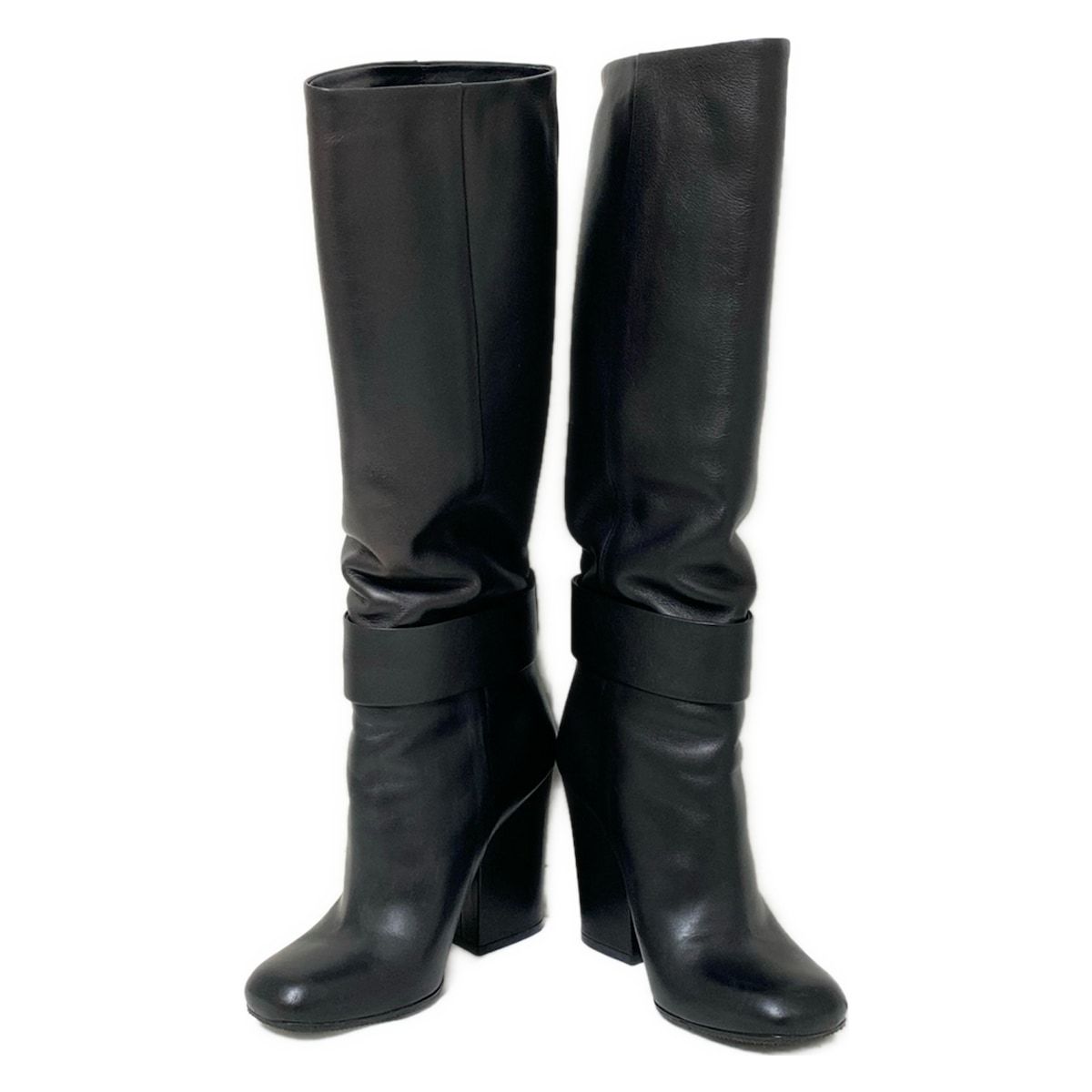 GUCCI グッチ ロングブーツ 35 レディース - 黒 アウトソール張替済 レザー
